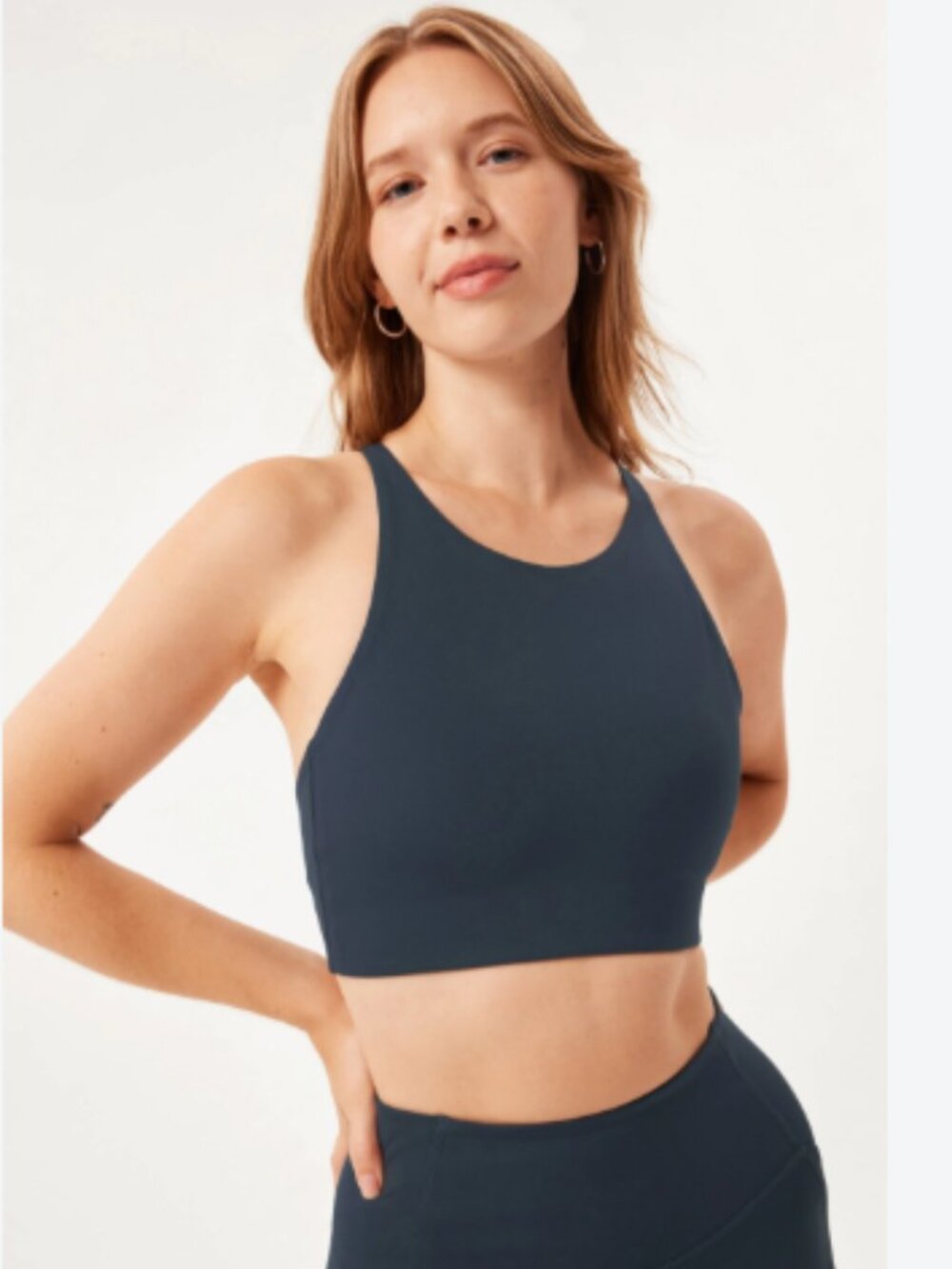 Girlfriend Collective Topanga Halter Sports Bra Size XL Blue